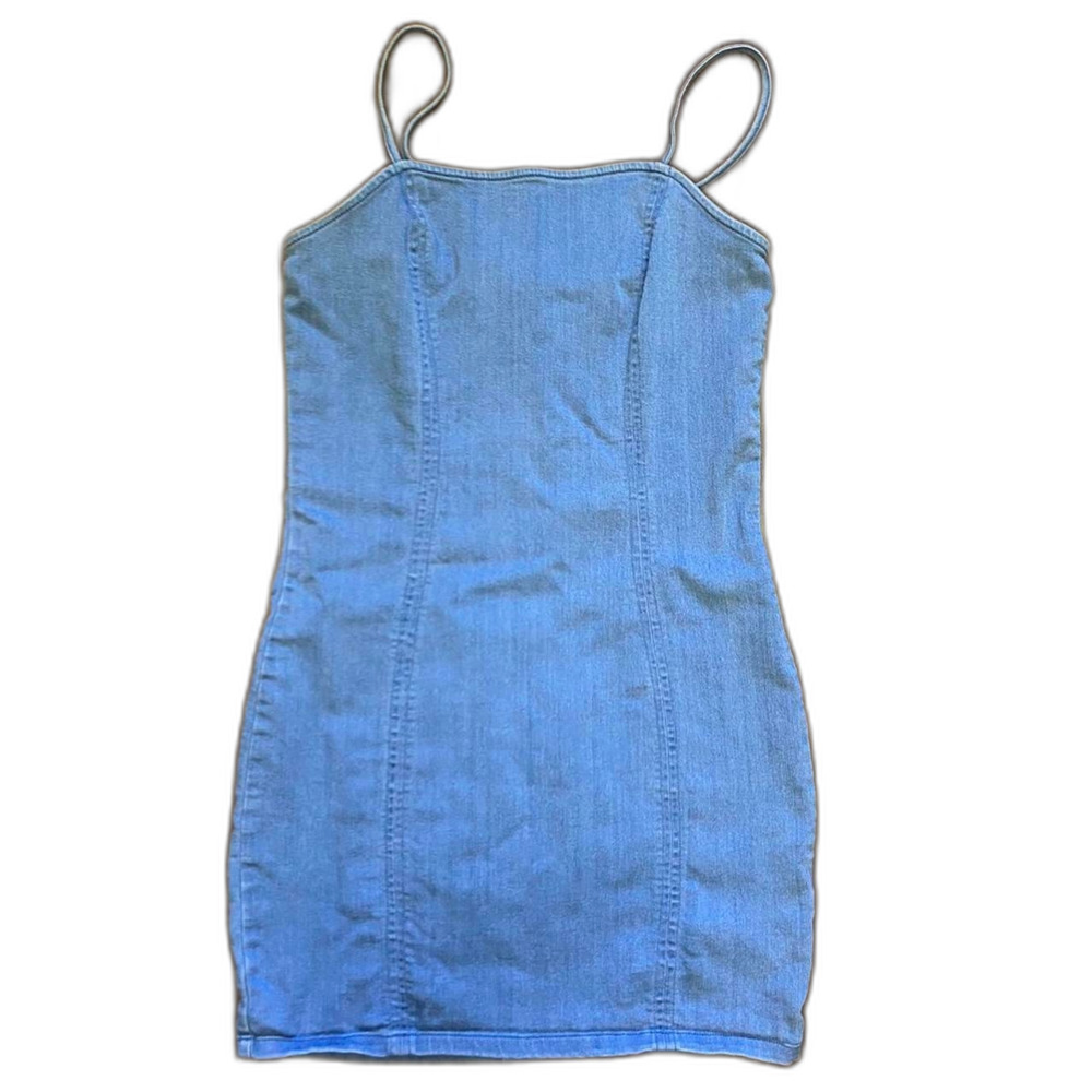 Iris-fashion Denim Patterned Dress